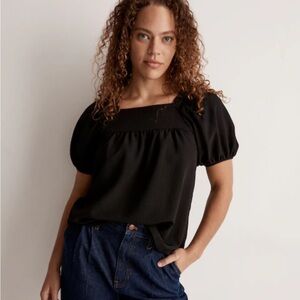 Madewell Seersucker Bubble-Sleeve Top